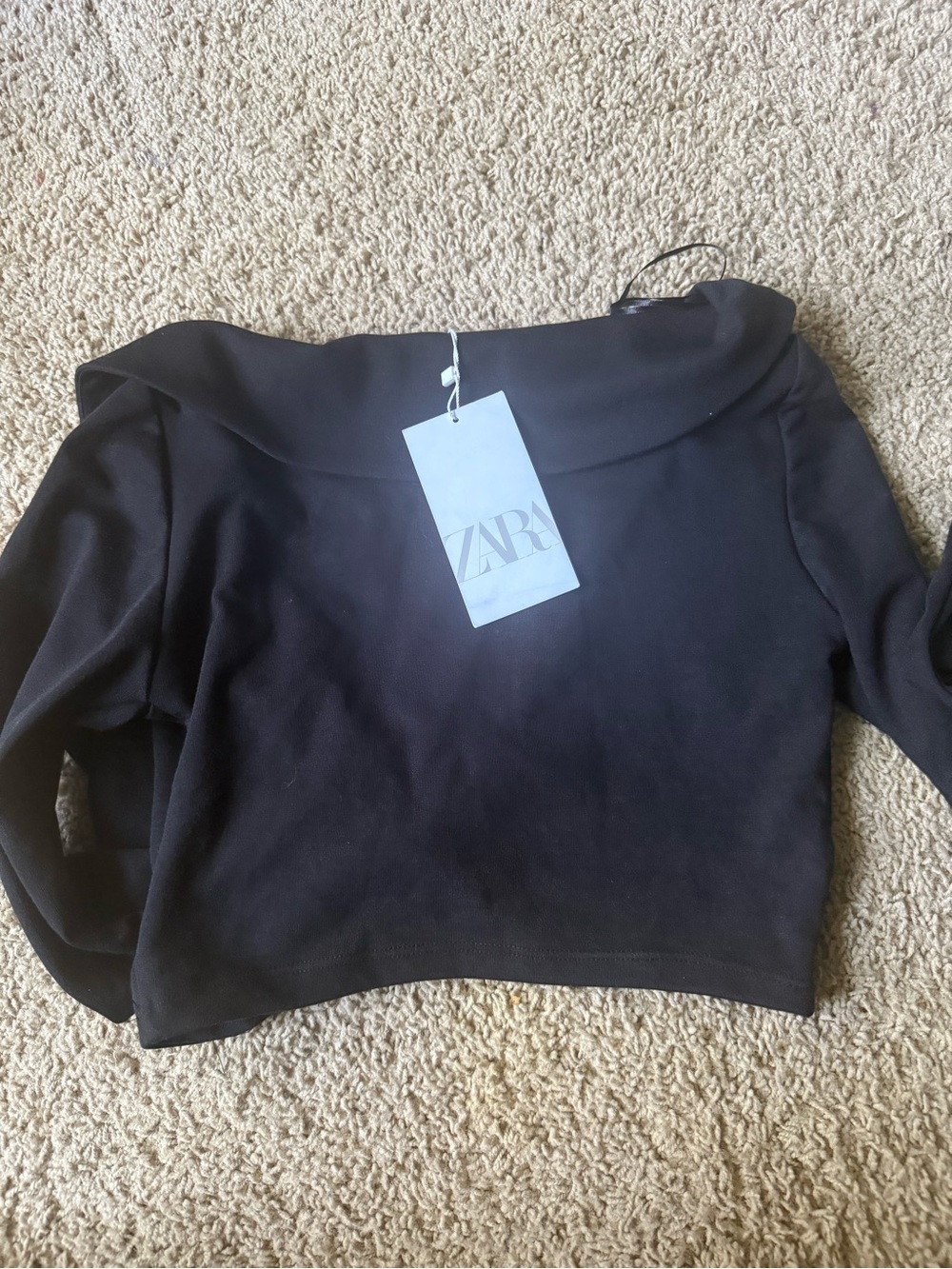 Zara Black Ribbed Wrap Top - Picture 4 of 4